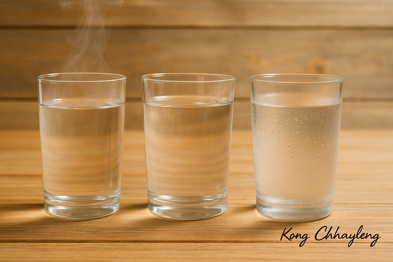 Hot water, plain water and cold water