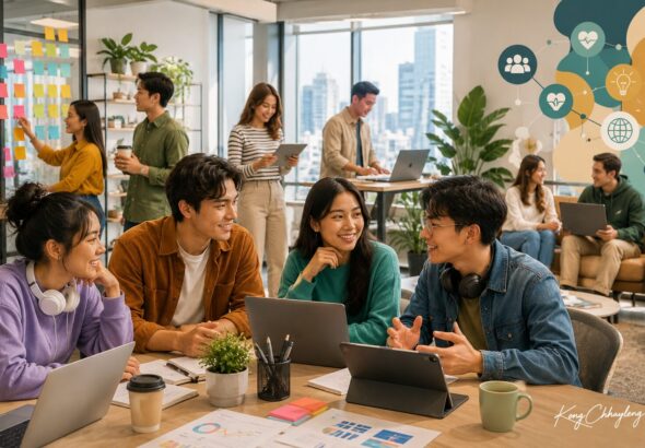 Collaborative workspace with vibrant energy