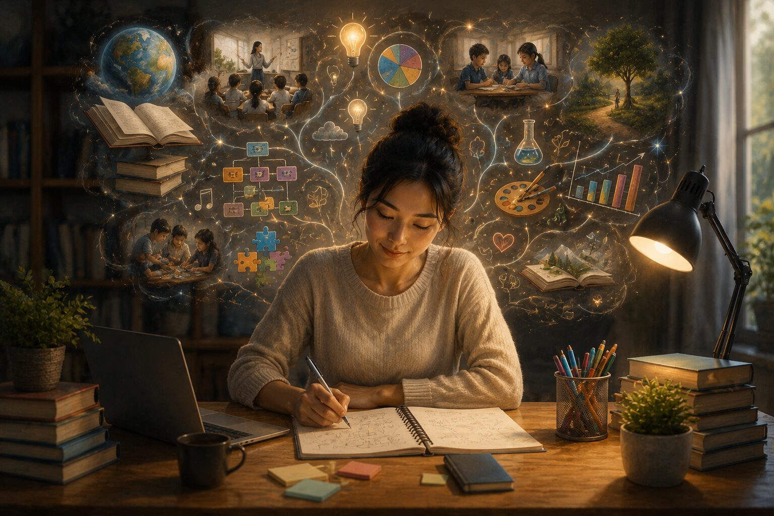 Creative workspace filled with ideas