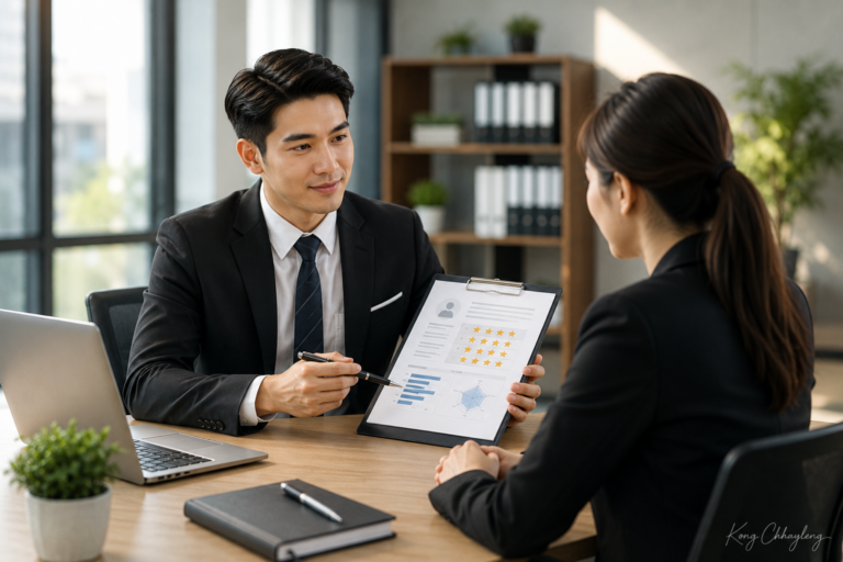 Business Meeting Reviewing Performance Report