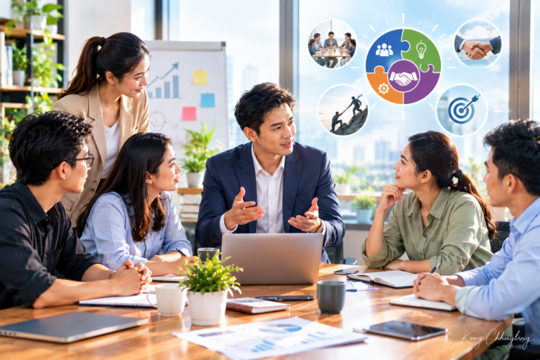 Collaborative Office Teamwork Infographic